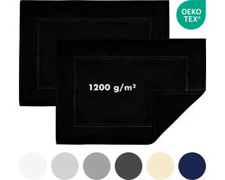 Jacobson - Badmat 50x80 cm - set van 2 - Douchemat - Vloermat - Zwart