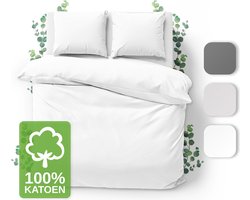 JACOBSON Dekbedovertrek - 200x200 cm + 2 Kussensloop 80x80 cm - 100% katoen - met Rits - Wit