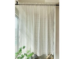 Jacquard curtain with floral pattern 1 piece HxW 80x100cm - Soft Lace Curtain Country Style with Hole Embroidery & - ShopVlot