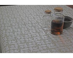 Jacquard Geweven Gecoat Luxe Tafellaken - Tafelzeil - Tafelkleed - Alise creme - Hoogwaardig - Opgerold op dunne rol - Geen plooien - Rechthoekig - 140 cm x 220