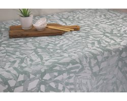 Jacquard Geweven Gecoat Luxe Tafellaken - Tafelzeil - Tafelkleed - Calera blauw - Hoogwaardig - Opgerold op dunne rol - Geen plooien - Rechthoekig - 140 cm x 220