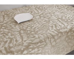 Jacquard Geweven Gecoat Luxe Tafellaken - Tafelzeil - Tafelkleed - Calera taupe - Hoogwaardig - Opgerold op dunne rol - Geen plooien - Rechthoekig - 140 cm x 450