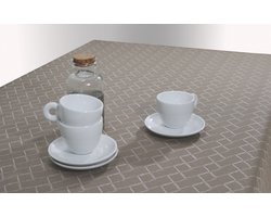Jacquard Geweven Gecoat Luxe Tafellaken - Tafelzeil - Tafelkleed - Ibor taupe - Hoogwaardig - Opgerold op dunne rol - Geen plooien - Rechthoekig - 140 cm x 180