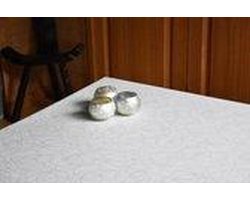 Jacquard Geweven Gecoat Luxe Tafellaken - Tafelzeil - Tafelkleed – Leonardo Ecru - Beige - Cirkels - Rechthoekig - 140 cm x 240 cm