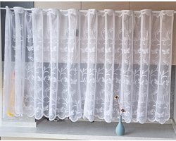 Jacquard Gordijnen met Bloemenrand - Korte Keukengordijnen