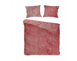 Jacquard Katoenen Dekbedovertrek Set 220x200cm Marmer Terra