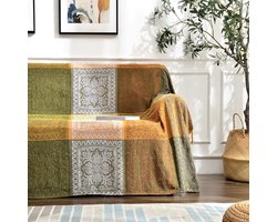 Jacquard Plaid - Boho Deken - Bank Decoratie - Zachte Chenille - 150x200cm - Groen