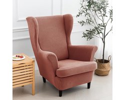 Jacquard Stoelhoes voor Fauteuil - Elastische Stretch Cover voor Relaxfauteuil - Coral Oranje Kleur