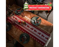 Jacquard tafelloper voor Kerst met rendiermotief - Winter tafeldecoratie voor eettafels, salontafels en kasten - Sfeervolle keukenaccessoire met kerstthema