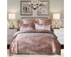 Jacquard Weave 3-Delig Dekbedovertrek Bed Euro Beddengoed Set Voor Dubbele Thuis Textiel Luxe Kussenslopen Slaapkamer Dekbed 220X240 Bronze