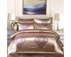 Jacquard Weave 3-Delig Dekbedovertrek Bed Euro Beddengoed Set Voor Dubbele Thuis Textiel Luxe Kussenslopen Slaapkamer Dekbed 220X240 Champagne Purple