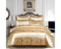Jacquard Weave 3-Delig Dekbedovertrek Bed Euro Beddengoed Set Voor Dubbele Thuis Textiel Luxe Kussenslopen Slaapkamer Dekbed 220X240 Gold