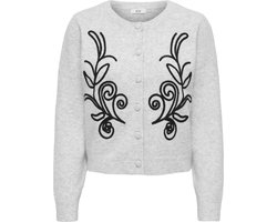 Jacqueline de Yong Vest Jdyjella L/s Emb Cardigan Knt 15365810 Light Grey Melange/w. Black Emb Dames Maat - L