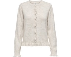 Jacqueline de Yong Vest Jdyletty L/s On Frill Cardigan Knt 15363485 Birch/melange Dames Maat - M