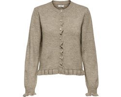 Jacqueline de Yong Vest Jdyletty L/s On Frill Cardigan Knt 15363485 Greige/melange Dames Maat - M