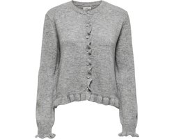 Jacqueline de Yong Vest Jdyletty L/s On Frill Cardigan Knt 15363485 Light Grey Melange Dames Maat - S