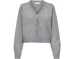 Jacqueline de Yong Vest Jdysuper Life L/s V-neck Cardigan K 15351415 Medium Grey Melange/w. Silver Dames Maat - XL