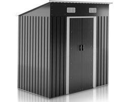 Jago - Tuinhuis - Schuur met lessenaar dak - verzinkt staal - Antraciet - 182 x 186 x 118 cm