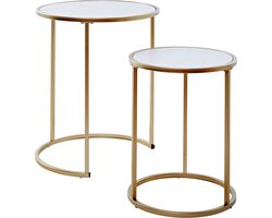 Jahnke Moebel Sol Goud / Marmer Bijzettafel Set