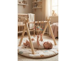 Jaju Baby® Houten Baby Gym – Montessori Speelboog – Inklapbaar– Inclusief 4 Houten Hangers – Stevig