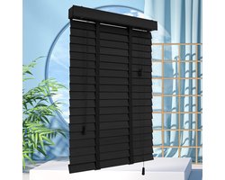 Jaloezieën Hout,Horizontale Jaloezie Voor Ramen,Verduistering/Warmte-isolatie Massief Hout Jaloezieën Venetian,Binnen Privacy Gordijnen Luiken,Zwart,Eenvoudig Te Installeren,W×H-85×100cm(33 * 39in)