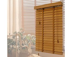 Jaloezieën Hout,Horizontale Jaloezie,Verduisterende Rolluiken,50mm Lamellen Massief Hout Jaloezieën Venetian 45cm 50cm 60cm 70cm 80cm 90cm 100cm 115cm,Met Band,Voor Ramen,W×H-65x130cm/25.6x51in