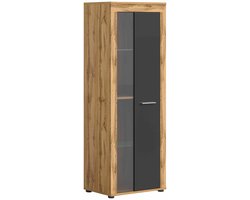 Jam vitrinekast grijs melamine Wotan eiken NB - 35x60x159cm