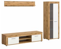 Jam woonkamercombinatie wit melamine Wotan eiken NB - 35x235x159cm