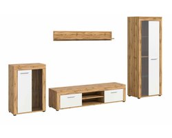 Jam woonkamercombinatie wit melamine Wotan eiken NB - 35x310x169cm