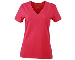 James and Nicholson Dames/dames Rekken V-hals Tee (Roze)