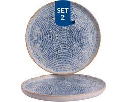 James Cooke - Azure Vintage - Bord - 2 stuks - ø 28 cm - Blauw/Wit - Stoneware - Bordenset