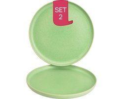James Cooke - Bliss - Bord - 2 stuks - ø 28 cm - Groen - Stoneware - Bordenset