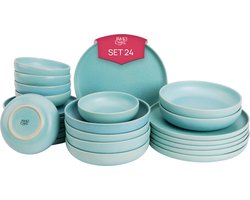 James Cooke - Bliss - Serviesset - 6 persoons - 24 delig - Lichtblauw - Stoneware - Bordenset