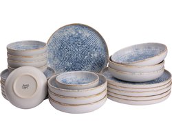 James Cooke - Serviesset - Azure Vintage - 6 persoons - Blauw/Wit - Stoneware - Bordenset - 24-delig
