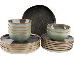 James Cooke - Serviesset - Moss - 6 persoons - Groen - Organische vorm - Stoneware - Bordenset - 18-delig
