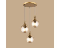 James Hanglamp – 3-lichts – Honingkleurig Glas (30x85 cm)