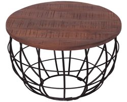 James | salontafel | zwart | gerecycled hout en metaal | ø 55 cm | salontafel | salontafel industrieel | koffietafel | tafeltje | laag bijzettafeltje | Wood Selections