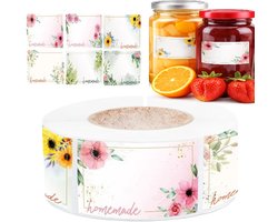 Jametiketten – 500 Stuks – Zelfklevende Beschrijfbare Labels – Houdbaarheid Stickers voor Jampotten, Bakjes & Diepvries – Bloem Design – Voor Koelkast & Vriezer