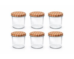 Jampotten - inmaak - glazen potten 346 ml met twist-off deksel bruin (blok) 6 stuks