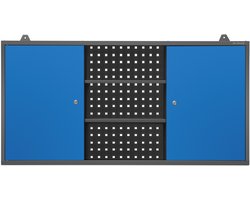 JAN NOWAK - Gereedschapskast BEN - Opbergkast met 2 planken en 2 deuren - Antraciet / Blauw