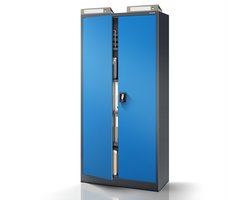 JAN NOWAK - Kantoorkast JAN 185 - Metalen kast voor documenten met 2 afsluitbare deuren - Antraciet / Blauw