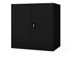 JAN NOWAK - Metalen Kantoorkast BEATA Diepte 60 cm - Werkplaatskast - Opbergkast met 2 afsluitbare deuren - Zwart