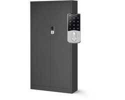 JAN NOWAK - Metalen Kantoorkast DANIEL - Opbergkast met 2 deuren en slot - Antraciet