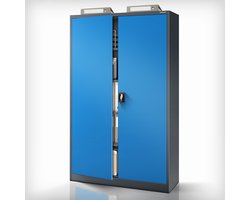 JAN NOWAK - Metalen kantoorkast JAN II - Opbergkast met 2 deuren en slot - Antraciet / Blauw