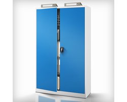 JAN NOWAK - Metalen kantoorkast JAN II - Opbergkast met 2 deuren en slot - Grijs / Blauw