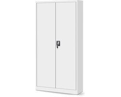 JAN NOWAK - Metalen Kantoorkast TOMASZ - Kledingkast - Opbergkast met 2 deuren en slot - Wit
