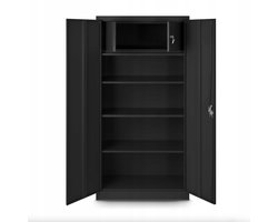 JAN NOWAK - Metalen Kantoorkast TOMASZ - Kledingkast - Opbergkast met 2 deuren en slot - Zwart