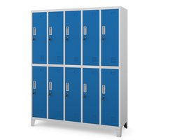 JAN NOWAK - Metalen Kledingkast BARTEK - Opbergkast - Garderobekast met 10 vakken, afsluitbaar - Grijs / Blauw