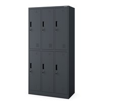 JAN NOWAK - Metalen Kledingkast IGOR - Garderobekast met 6 afsluitbare vakken - Antraciet
