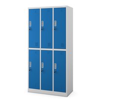 JAN NOWAK - Metalen Kledingkast IGOR - Garderobekast met 6 afsluitbare vakken - Grijs-Blauw